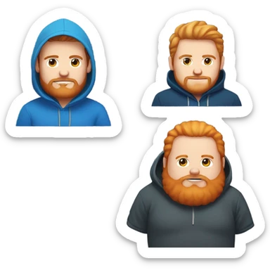 Fat streamer with blue hoodie who is a ginger with a beard sticker