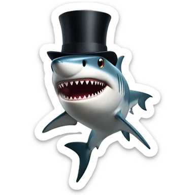Shark with a top hat sticker
