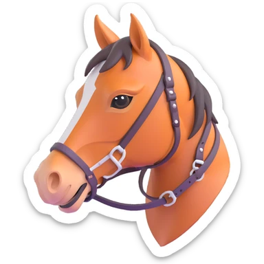 Hermès-style horse head with modern harness design, sleek lines, 3D style sticker
