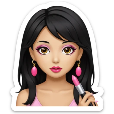 Gyaru girl black hair glossy lips sticker