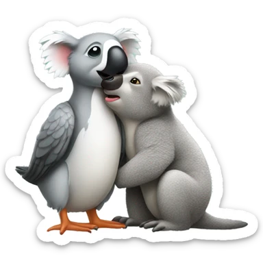 Goose kissing koala sticker