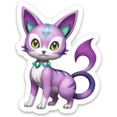 Meloetta-Purrloin-Gatomon-Trico-Pokémon-Fakémon-fusion-hybrid-creature sticker