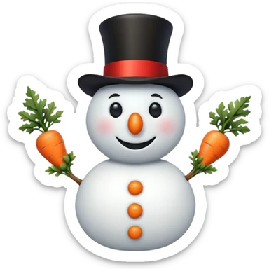 A classic snowman with carrot nose and coal smile. sticker
