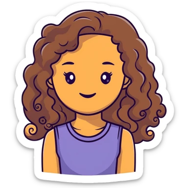 tan girl with long curly dark brown hair sticker