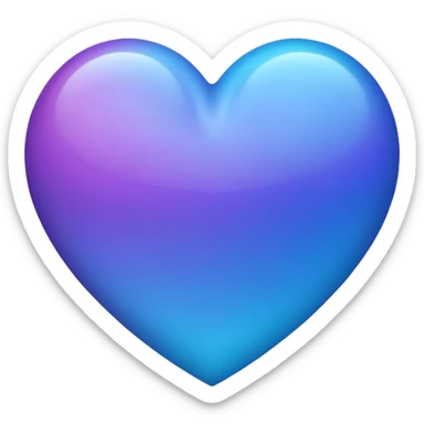 Combined blue and purple colour in one heart emoji sticker
