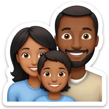 black family with mom, dad, daughter, and son sticker