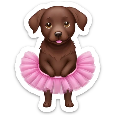 Chocolate lab wearing a tutu sticker