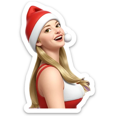 smiling girl in santa hat sticker