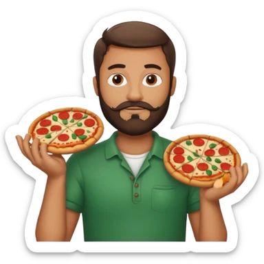 italian man with beard holding a pizza with hands on neck sticker