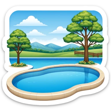 piscina con paisaje  sticker