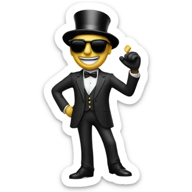 monopoly man celebrating in sunglasses, full body sticker