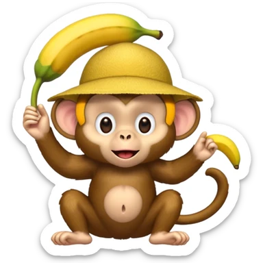 Monkey with banana hat sticker