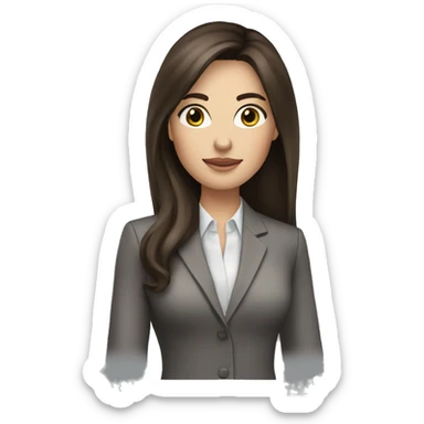 brunette long hair business woman, fair skin, black eyes sticker