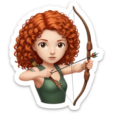 curly red haired girl using bow and arrow sticker
