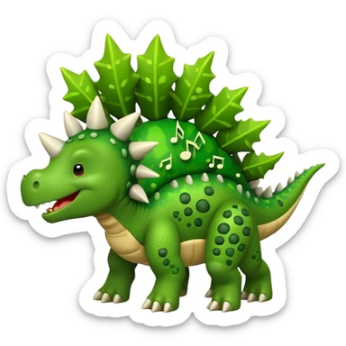 cartoon stegosaurus with music notes sticker