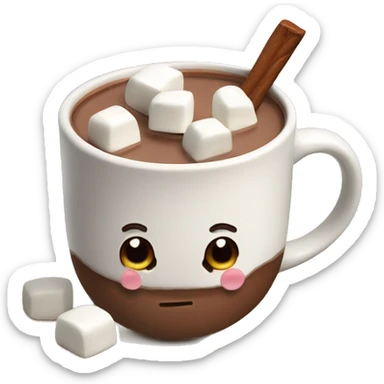 Hot chocolate in a Christmas mug with marshmallows in it sticker
