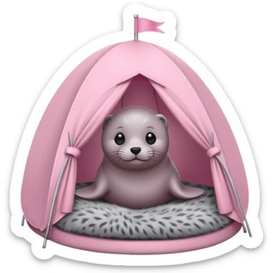 Seal in a light pink tent  sticker