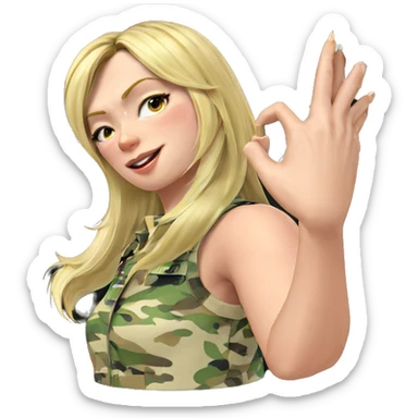 blonde girl in camouflage outfit sticker