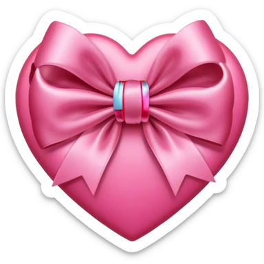 Pink  bow on heart sticker