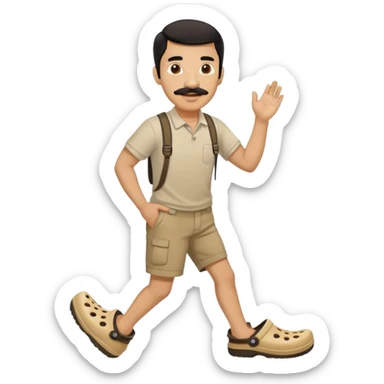 Man in crocs light brown with black hair and mustache  sticker