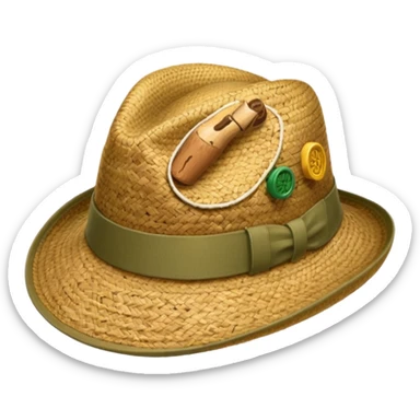 Austrailian bush hat with cork hanging down sticker