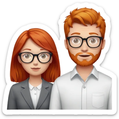 Ginger male standing next to red haired female with glssses  sticker
