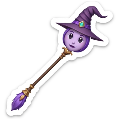 esoteric purple witch staff sticker
