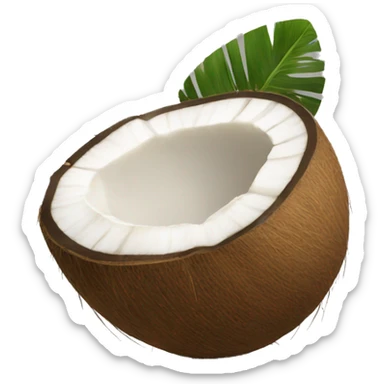 half open coconut  sticker