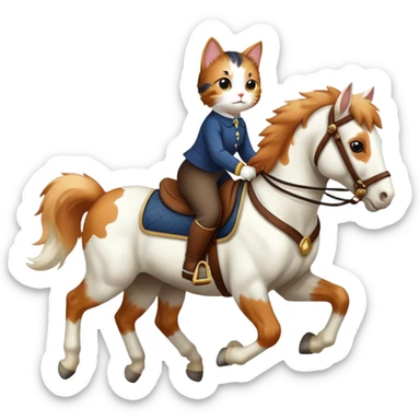 Cat riding a horse sticker