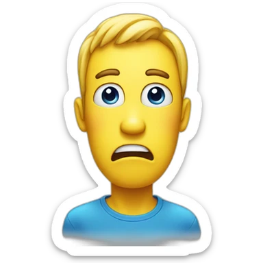 a emoji in the style of apple emoji’s, a shocked and yellow emoji with big round eyes, blue sweaty forehead, shocked mouth  sticker