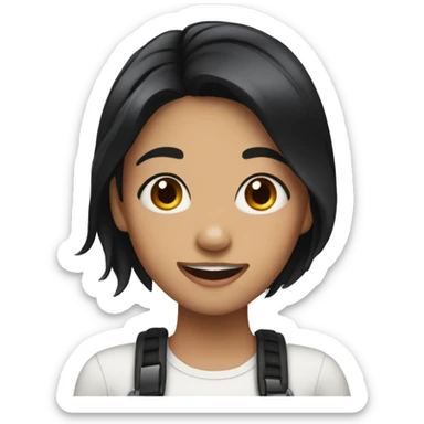 girl with black hair and braces sticker