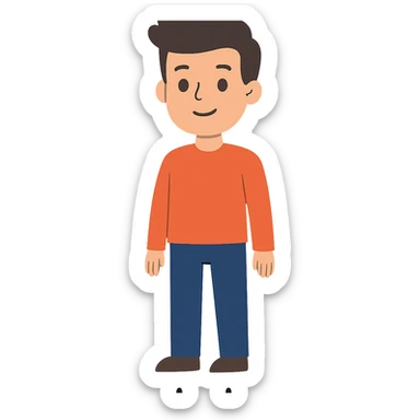flat toon style character named Jevin sticker