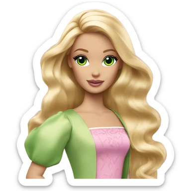 barbie princess green eyes long blond hair sticker