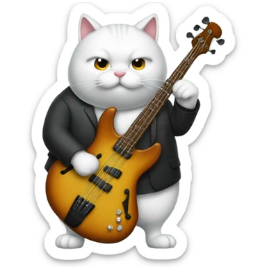 Obese cat playing stand up bass sticker