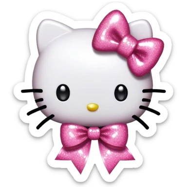 Glitter bow hello kitty sticker