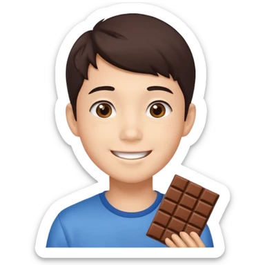 a pretty male bratz asian boy smiling with chocolates sticker