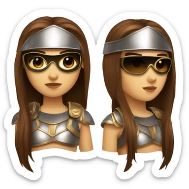 Girl gladiator head with long straight brown hair and sunglasses  sticker