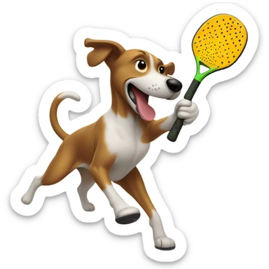 dog playing pickleball sticker