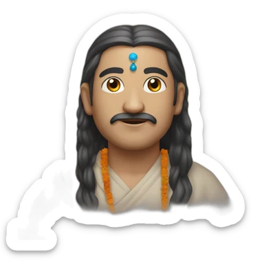 Indian spiritual guru with black hair sticker