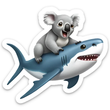 Koala riding a shark sticker