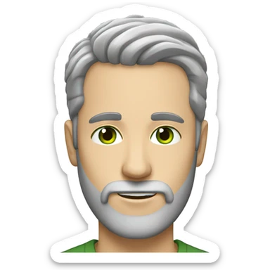 White guy green eyes brown beard grey hair only at the temples sticker