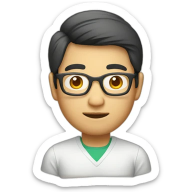 Apple style Asian developer with glasses sticker