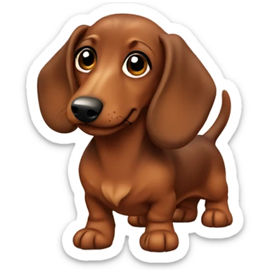Brown dachshund with fluffy ears sticker