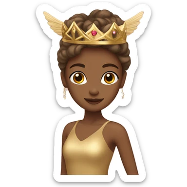  brown ballerina gold wings gold crown sticker