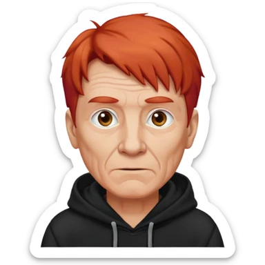 old manwith red hair and black hoodie sticker