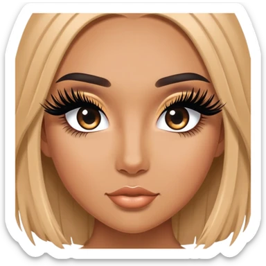 Girl sitting on a huge pair of fake lashes  sticker