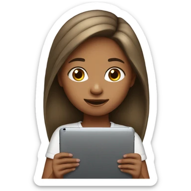 A girl playing on her ipad sticker