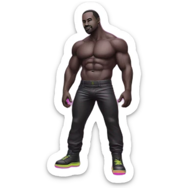 Juicy big booty neon sign style man sticker
