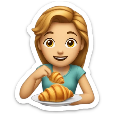 Girl eating croissant sticker