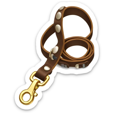 Brown dog leash with golden snap  sticker